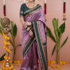 Lavender Silk Paithni Weaving Zari Work Saree