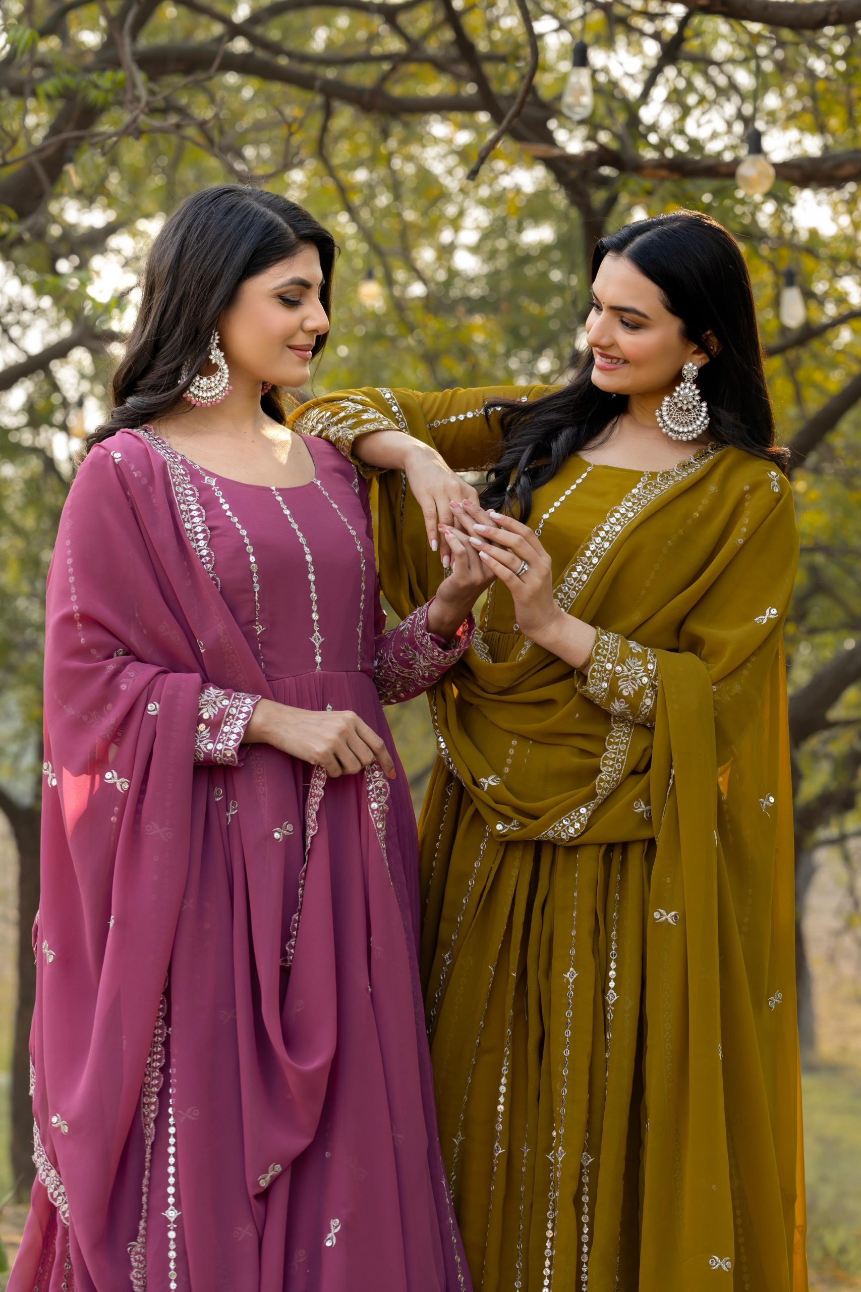 Mahendi Fox Georgette Embroidery Work Gown - Image 3