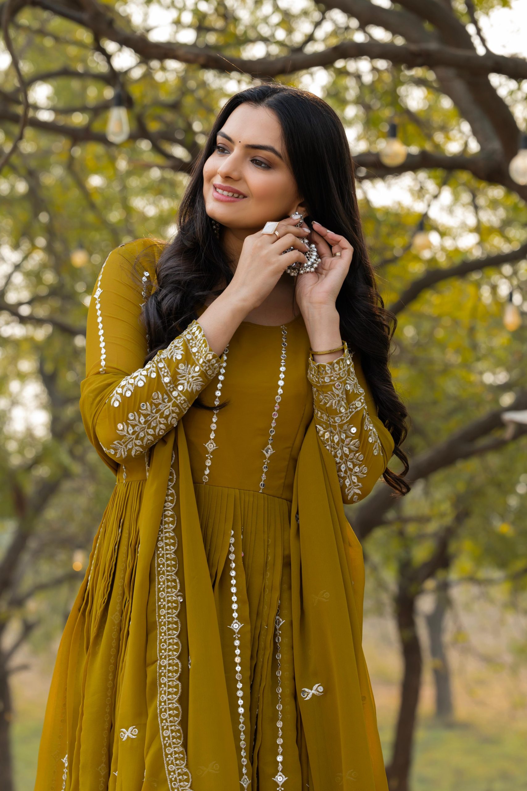 Mahendi Fox Georgette Embroidery Work Gown - Image 2