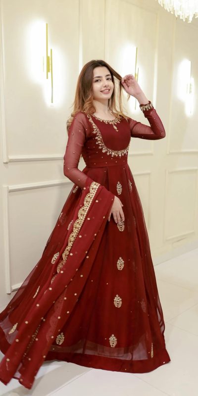 LG 2006 Maroon Georgette Gown Perfect for Wedding, Party, Engagement, Diwali, Sangeet . Exclusive Offer ₹1999. Delivery 4-6 Working Days. Shop now. | Gowns, Bollywood Gowns, Creative Gowns, Designer Gowns, Embroidered Gowns, Party Wear Gowns