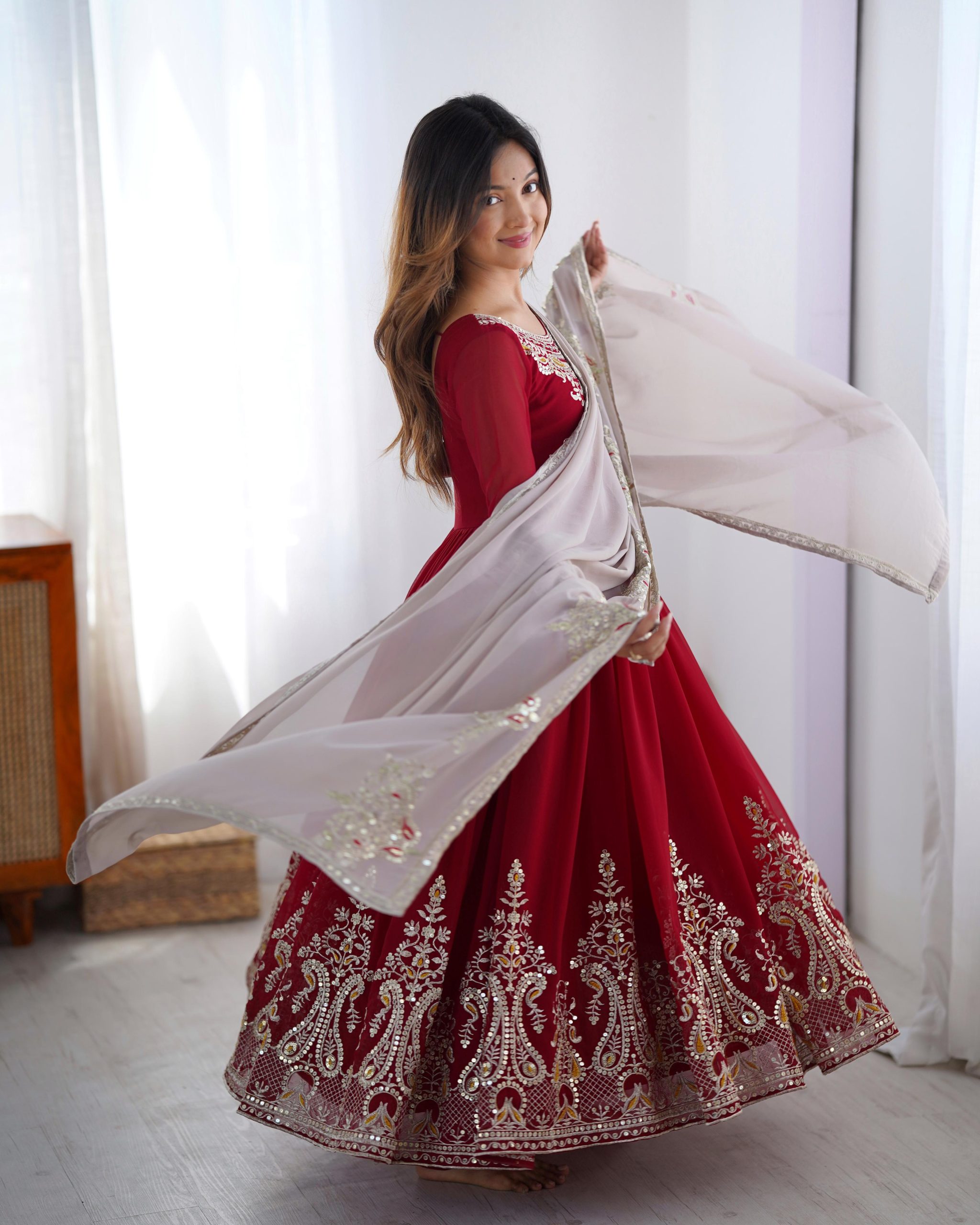 ZF 5008 Maroon Georgette Gown with Embroidery Work. Wedding, Party, Festive, Events, Special Price ₹2049. Delivery 4-6 Working Days. Shop now. | Jump Suits, Salwar suit, Designer Suits, Casual Suits, Creative suits, Palazzo Suits, Party Wear Suits, Patiala Suits, Straight Suits