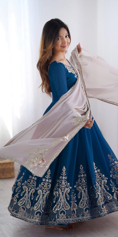 ZF 5008 Navy Blue Georgette Gown with Embroidery Work. Wedding, Party, Festive, Events, Special Price ₹2049. Delivery 4-6 Working Days. Shop now. | Jump Suits, Salwar suit, Designer Suits, Casual Suits, Creative suits, Palazzo Suits, Party Wear Suits, Patiala Suits, Straight Suits
