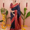 Navy Blue Silk Paithni Weaving Zari Work Saree
