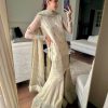 Off White Tabby Organza Embroidery Work Salwar Suit