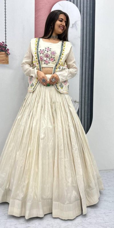 PC 522 Off White Tissue Simmer Lehenga Choli Perfect for Wedding, Party, Cultural Events, Diwali, Ganesh Chaturthi – . Exclusive Offer ₹3049. Deli | Jump Suits, Salwar suit, Designer Suits, Casual Suits, Creative suits, Palazzo Suits, Party Wear Suits, Patiala Suits, Straight Suits