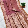 Onion Banarasi Silk Zari Work Saree