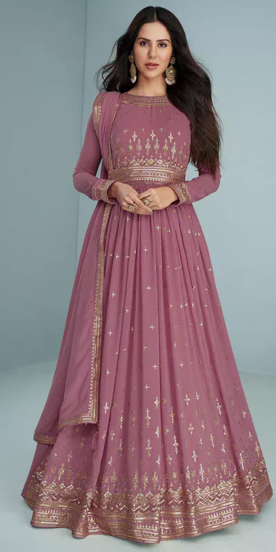 FC 9293 Onion Georgette Salwar Suit with Embroidery Work. Wedding, Party, Festive, Events, Now at just ₹2649. Delivery 4-6 Working Days. Shop now. | Jump Suits, Salwar suit, Designer Suits, Casual Suits, Creative suits, Palazzo Suits, Party Wear Suits, Patiala Suits, Straight Suits