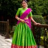 Parrot Green Poly Cotton Embroidery Zari Work Lehenga Choli