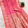 Peach Banarasi Silk Zari Work Saree