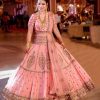 Peach Faux Georgette Embroidery Work Lehenga Choli