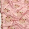 Peach Glod Crush Silk Embroidery Work Saree