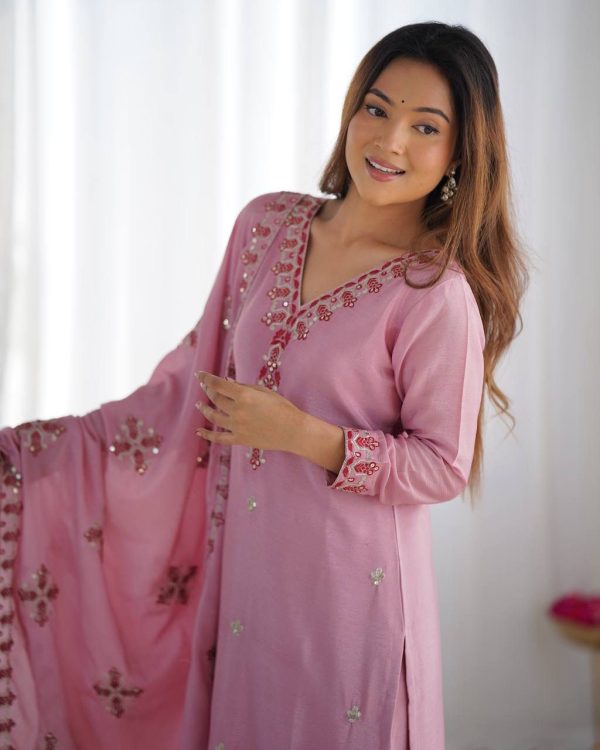 Green Chinnon Silk Lace Embroidery Work Salwar Suit