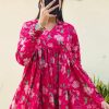 Pink Cotton With Printed Kurti