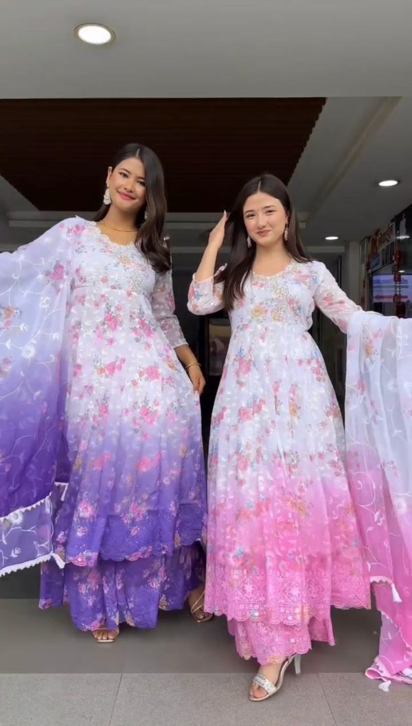 ST 1126 Pink Faux Georgette Gown Perfect for Wedding, Party, Diwali, Makar Sankranti, Mehendi – . Special Price ₹2599. Delivery 4-6 Working Days. | Jump Suits, Salwar suit, Designer Suits, Casual Suits, Creative suits, Palazzo Suits, Party Wear Suits, Patiala Suits, Straight Suits