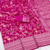 Pink Khaddi Pashmina Lace Zari Work Saree