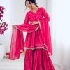 Pink Mal Chanderi Mirror Work Salwar Suit
