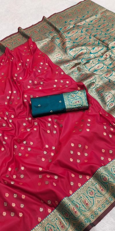 Pink Rich Banarasi Silk Zari Lace Work Saree