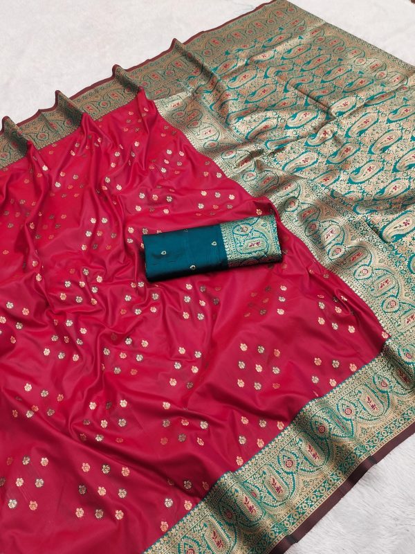 Pink Rich Banarasi Silk Zari Lace Work Saree