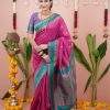 Pink Silk Paithni Weaving Zari Work Saree