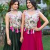 Pink Simar Tissue Silk Thread Work Lehenga Choli