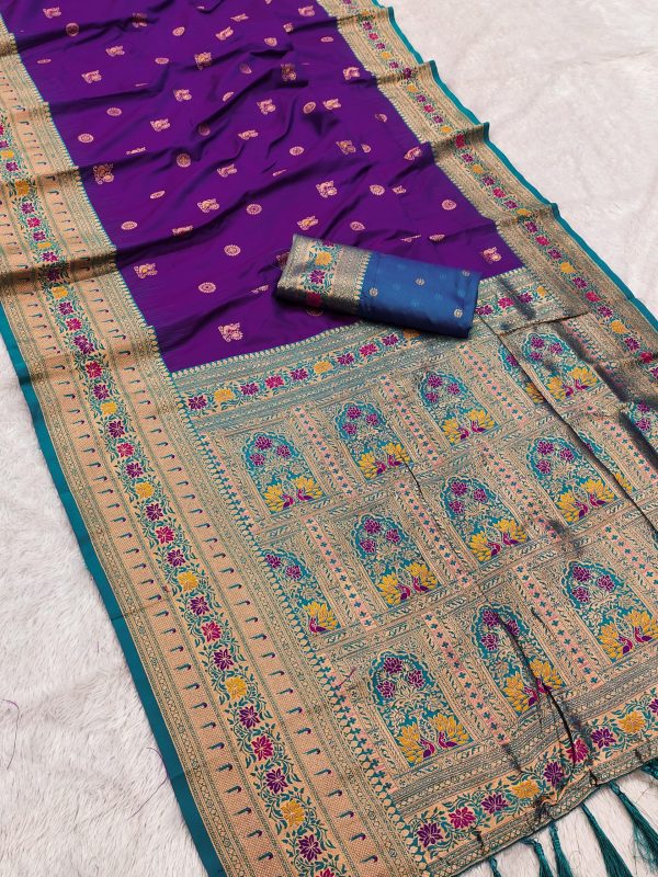 Purple Banarasi Silk Zari Work Saree
