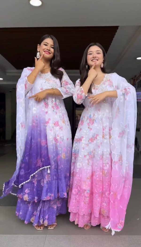 ST 1126 Purple Faux Georgette Gown Perfect for Wedding, Party, Diwali, Makar Sankranti, Mehendi – . Special Price ₹2599. Delivery 4-6 Working Days. | Jump Suits, Salwar suit, Designer Suits, Casual Suits, Creative suits, Palazzo Suits, Party Wear Suits, Patiala Suits, Straight Suits