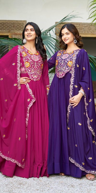 Ram 105 Purple Star Georgette Gown with Embroidery Work & Thread Embroidery. Get it for ₹2049. Delivery 4-6 Working Days. Shop now. | Jump Suits, Salwar suit, Designer Suits, Casual Suits, Creative suits, Palazzo Suits, Party Wear Suits, Patiala Suits, Straight Suits