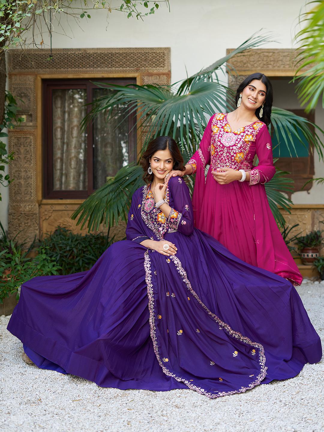 Ram 105 Rani Pink Star Georgette Gown with Embroidery Work & Thread Embroidery. Get it for ₹2049. Delivery 4-6 Working Days. Shop now. | Jump Suits, Salwar suit, Designer Suits, Casual Suits, Creative suits, Palazzo Suits, Party Wear Suits, Patiala Suits, Straight Suits