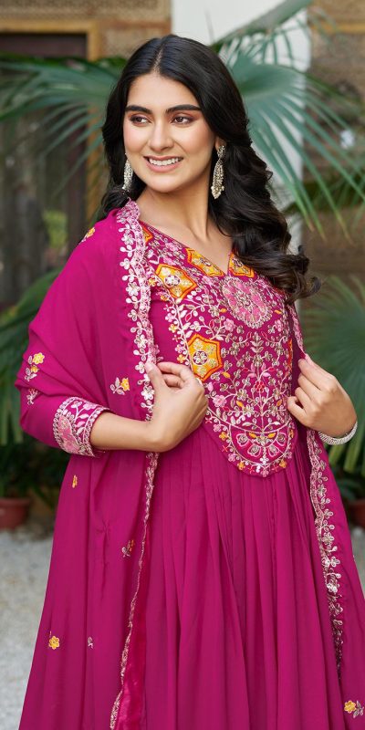 Ram 105 Rani Pink Star Georgette Gown with Embroidery Work & Thread Embroidery. Get it for ₹2049. Delivery 4-6 Working Days. Shop now. | Jump Suits, Salwar suit, Designer Suits, Casual Suits, Creative suits, Palazzo Suits, Party Wear Suits, Patiala Suits, Straight Suits