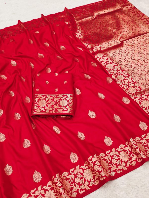 Red Banarasi Silk Lace Zari Work Saree