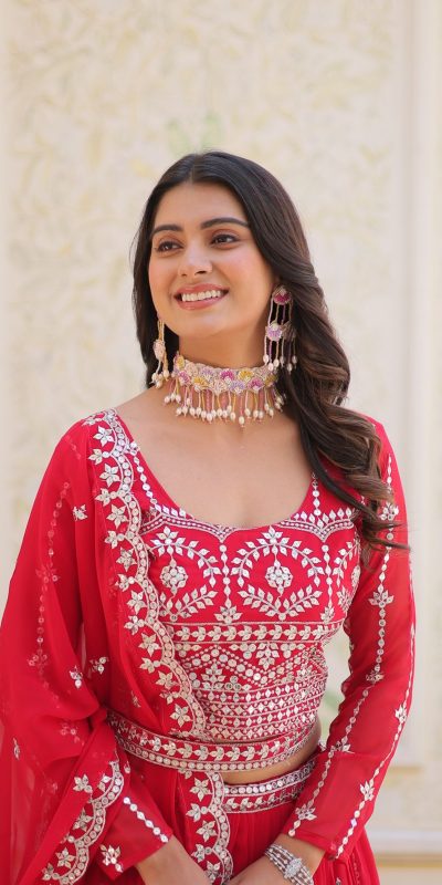 Ram 085 Red Color Fox Georgette Lehenga Choli with Embroidery Work. Grab it for ₹3049. Delivery 4-6 Working Days. Shop now. | Lehenga, Bollywood Lehenga, Creative Lehenga, Designer Lehenga, Embroidered Lehenga, Party Wear Lehenga