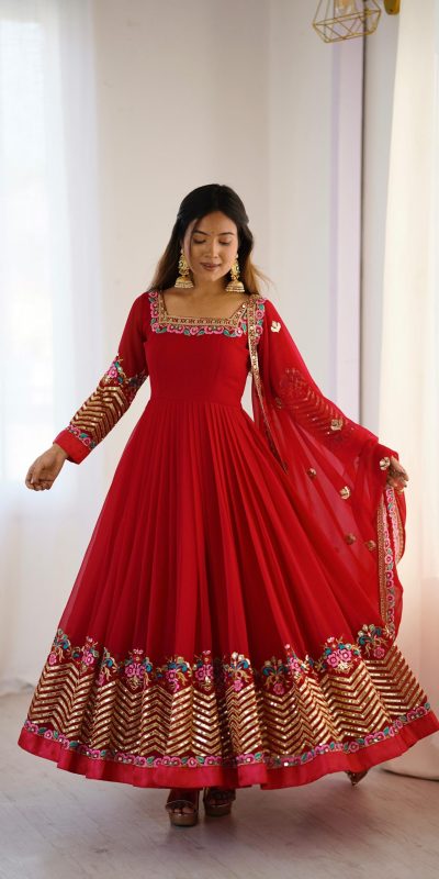 ZF 5010 Red Georgette Gown Perfect for Wedding, Party, Pooja, Ethnic Day, Karwa Chauth – . Best Price ₹2049. Delivery 4-6 Working Days. Shop now. | Jump Suits, Salwar suit, Designer Suits, Casual Suits, Creative suits, Palazzo Suits, Party Wear Suits, Patiala Suits, Straight Suits