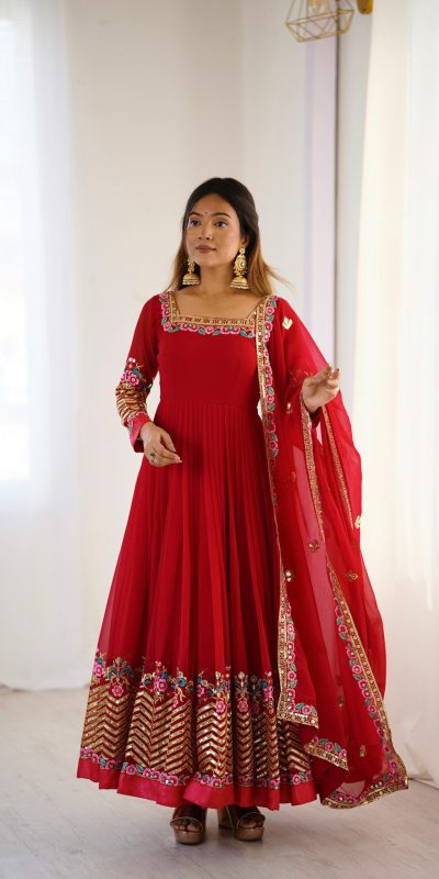 ZF 5010 Red Georgette Gown Perfect for Wedding, Party, Pooja, Ethnic Day, Karwa Chauth – . Best Price ₹2049. Delivery 4-6 Working Days. Shop now. | Jump Suits, Salwar suit, Designer Suits, Casual Suits, Creative suits, Palazzo Suits, Party Wear Suits, Patiala Suits, Straight Suits