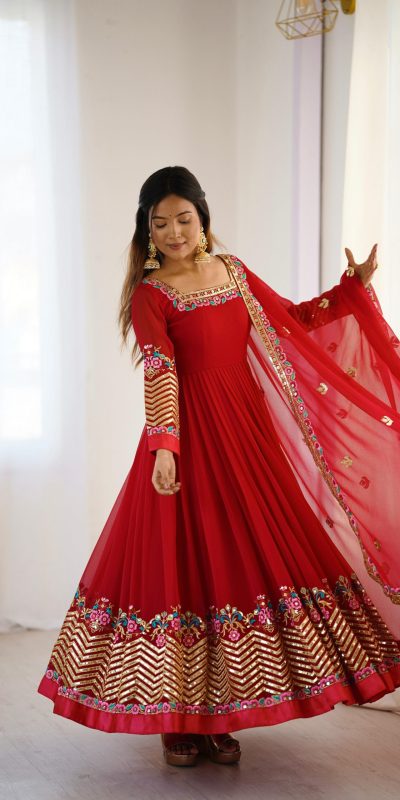 ZF 5010 Red Georgette Gown Perfect for Wedding, Party, Pooja, Ethnic Day, Karwa Chauth – . Best Price ₹2049. Delivery 4-6 Working Days. Shop now. | Jump Suits, Salwar suit, Designer Suits, Casual Suits, Creative suits, Palazzo Suits, Party Wear Suits, Patiala Suits, Straight Suits