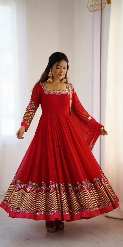 ZF 5010 Red Georgette Gown Perfect for Wedding, Party, Pooja, Ethnic Day, Karwa Chauth – . Best Price ₹2049. Delivery 4-6 Working Days. Shop now. | Jump Suits, Salwar suit, Designer Suits, Casual Suits, Creative suits, Palazzo Suits, Party Wear Suits, Patiala Suits, Straight Suits