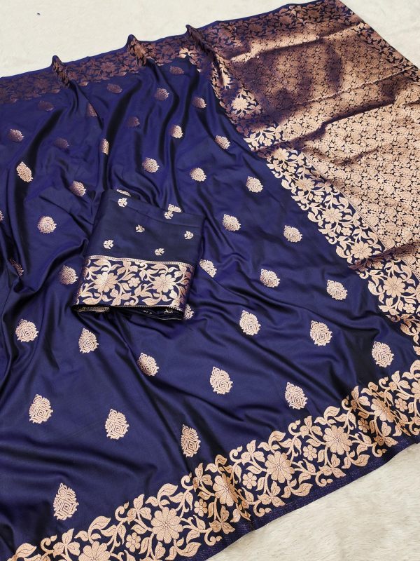 Royal Blue Banarasi Silk Lace Zari Work Saree