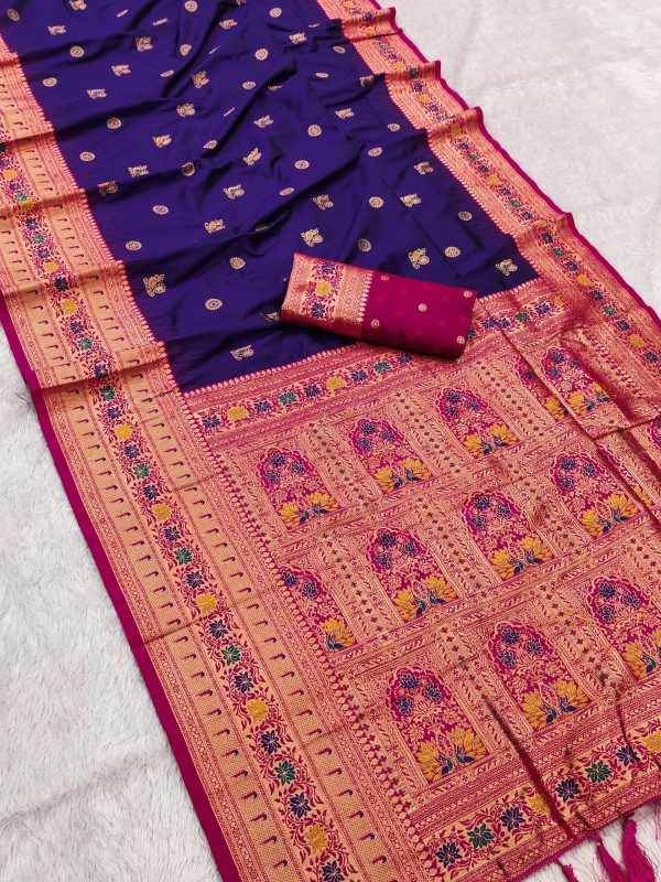Royal Blue Banarasi Silk Zari Work Saree