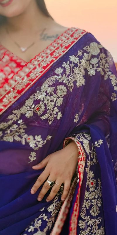 BT 411 Royal Blue in Georgette Embroidery Work & Lace Work Saree . Grab it for ₹1999. Delivery 4-6 Working Days. Shop now. | Sarees, Bollywood Sarees, Creative Sarees, Designer Sarees, Embroidered Sarees, Ethnic Saree, Modern Digital sarees, Party Wear Sarees