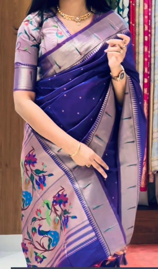 Royal Blue Pure Banarasi Silk Zari Work Saree