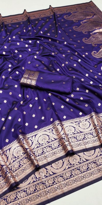 Royal Blue Soft Banarasi Silk Zari Lace Work Saree