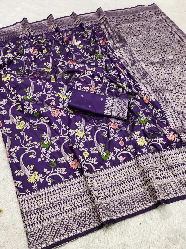 Royal Purple Khaddi Pashmina Lace Zari Work Saree