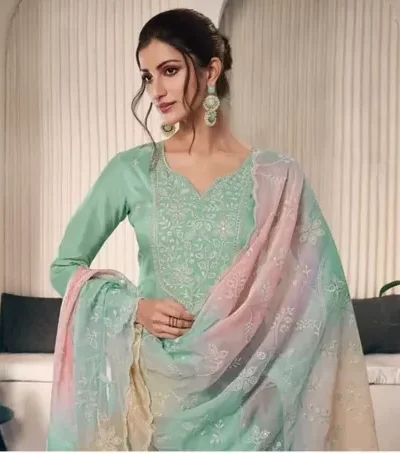FC 73591 Sea Green Vichitra Salwar Suit with Digital Print & Embroidery Work. Available at ₹2599 only. Delivery 4-6 Working Days. Shop now. | Jump Suits, Salwar suit, Designer Suits, Casual Suits, Creative suits, Palazzo Suits, Party Wear Suits, Patiala Suits, Straight Suits