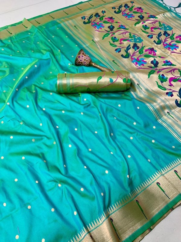 Sky Blue Pure Banarasi Silk Zari Work Saree