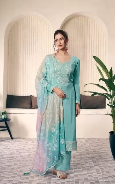 FC 73591 Sky Blue Vichitra Salwar Suit with Digital Print & Embroidery Work. Available at ₹2599 only. Delivery 4-6 Working Days. Shop now. | Jump Suits, Salwar suit, Designer Suits, Casual Suits, Creative suits, Palazzo Suits, Party Wear Suits, Patiala Suits, Straight Suits