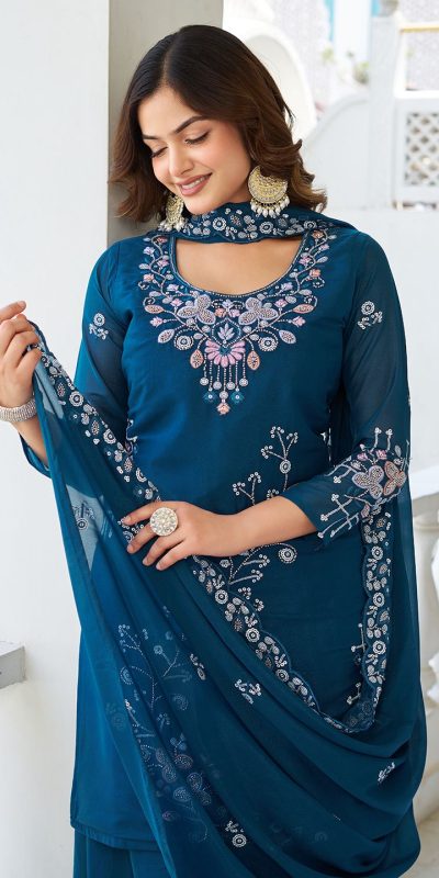 Ram 103 Teal Color Star Georgette Salwar Suit with Embroidery Work. Get it for ₹3049. Delivery 4-6 Working Days. Shop now. | Jump Suits, Salwar suit, Designer Suits, Casual Suits, Creative suits, Palazzo Suits, Party Wear Suits, Patiala Suits, Straight Suits