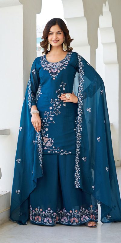 Ram 103 Teal Color Star Georgette Salwar Suit with Embroidery Work. Get it for ₹3049. Delivery 4-6 Working Days. Shop now. | Jump Suits, Salwar suit, Designer Suits, Casual Suits, Creative suits, Palazzo Suits, Party Wear Suits, Patiala Suits, Straight Suits