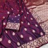 Wine Banarasi Silk Lace Zari Work Saree