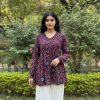 Wine Pure Georgette With Printed Kurti