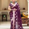 KPR 190 Wine Soft Lichi Silk Jacquard Work Saree with Designer Work Wedding, Party, Festive, Events, Deal ₹1399. Delivery 4-6 Working Days. Shop now. | Sarees, Bollywood Sarees, Creative Sarees, Designer Sarees, Embroidered Sarees, Ethnic Saree, Modern Digital sarees, Party Wear Sarees
