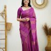 Wine Soft Lichi Silk Rich Pallu Work Border Saree